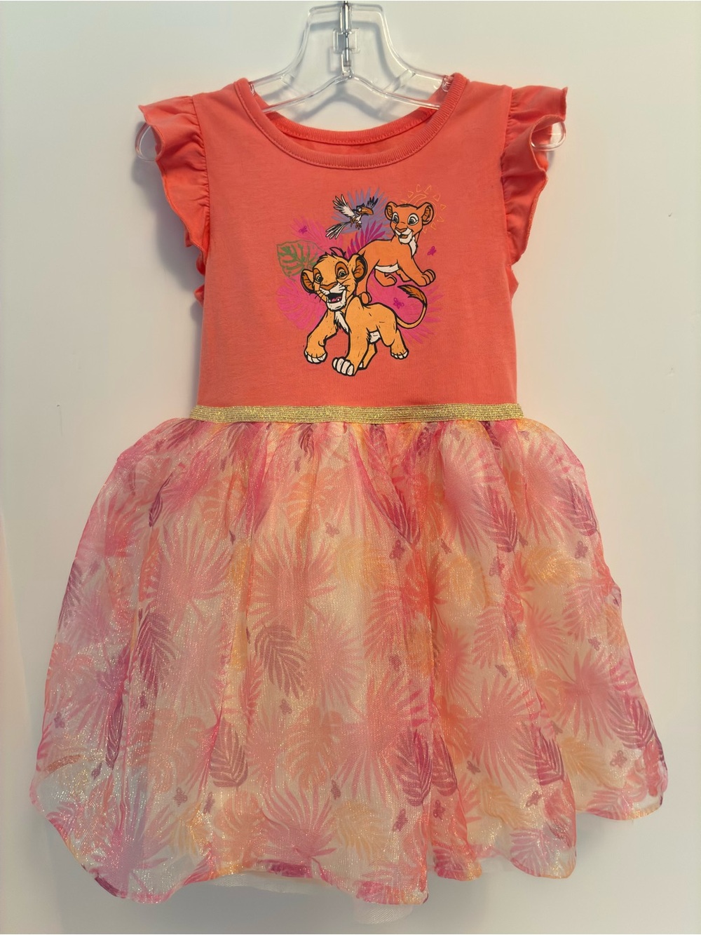 Disney The Lion King Toddler Girl Tropical Flutter Sleeve Tulle Tutu Dress 4T